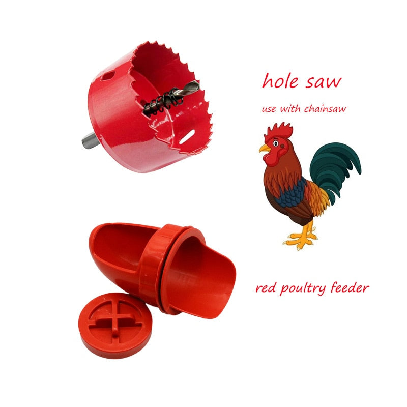 Chicken Feeder Poultry Feeding Supplies DIY Rain Proof Poultry Feeder Port Gravity Feed Kit For Buckets Barrels Bins Troughs 1holesaw1redports Business & Industrial > Agriculture > Animal Husbandry > Livestock Feeders & Waterers 49.99 EZYSELLA SHOP