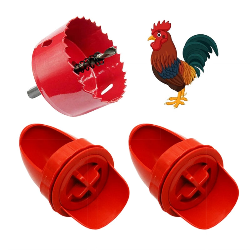 Chicken Feeder Poultry Feeding Supplies DIY Rain Proof Poultry Feeder Port Gravity Feed Kit For Buckets Barrels Bins Troughs 1holesaw2redports Business & Industrial > Agriculture > Animal Husbandry > Livestock Feeders & Waterers 55.99 EZYSELLA SHOP