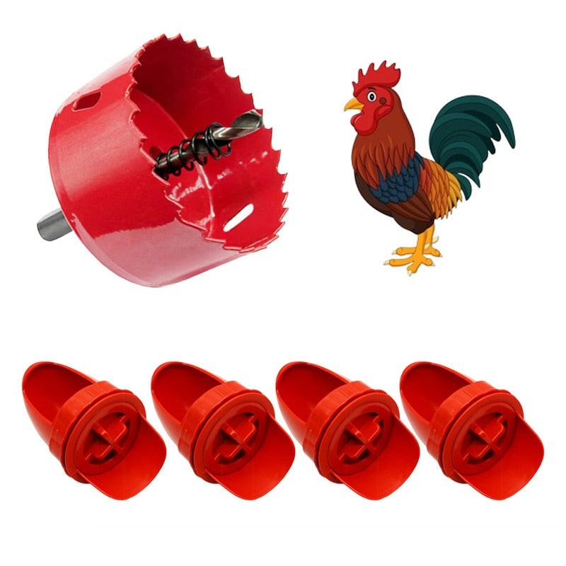 Chicken Feeder Poultry Feeding Supplies DIY Rain Proof Poultry Feeder Port Gravity Feed Kit For Buckets Barrels Bins Troughs 1holesaw4pcsred Business & Industrial > Agriculture > Animal Husbandry > Livestock Feeders & Waterers 73.99 EZYSELLA SHOP