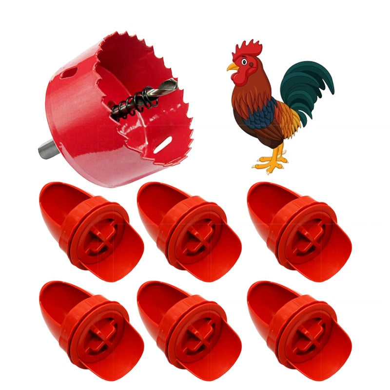 Chicken Feeder Poultry Feeding Supplies DIY Rain Proof Poultry Feeder Port Gravity Feed Kit For Buckets Barrels Bins Troughs 1holesaw6pcsred Business & Industrial > Agriculture > Animal Husbandry > Livestock Feeders & Waterers 76.99 EZYSELLA SHOP