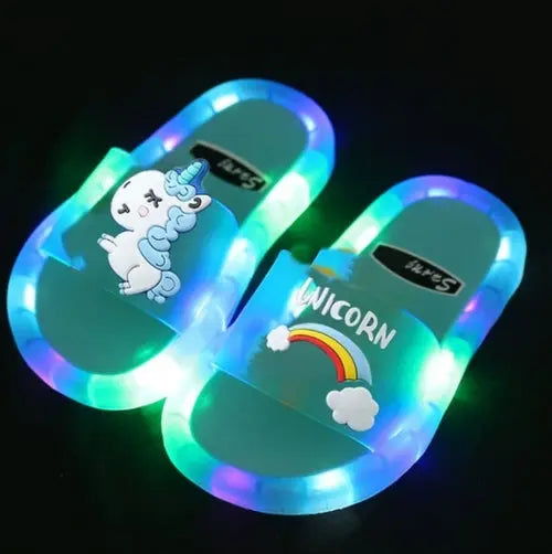 Childrens Boys Girls Slippers Cartoon Animals Prints Shoes Lighted Black4 Apparel & Accessories > Shoes 47.25 EZYSELLA SHOP