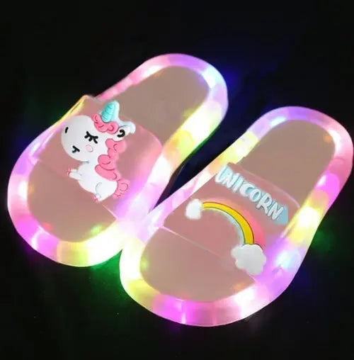 Childrens Boys Girls Slippers Cartoon Animals Prints Shoes Lighted beige4 Apparel & Accessories > Shoes 47.25 EZYSELLA SHOP