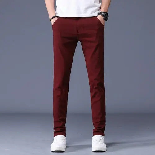 Classic Men's Khaki Casual Pants 2023 New Business Fashion Slim Fit 38Red Apparel & Accessories > Clothing > Pants 43.99 EZYSELLA SHOP