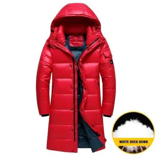 Couple Mid-length Down Jacket Hooded Fashion Thick XXXLRed Apparel & Accessories > Clothing > Outerwear > Coats & Jackets 196.18 EZYSELLA SHOP
