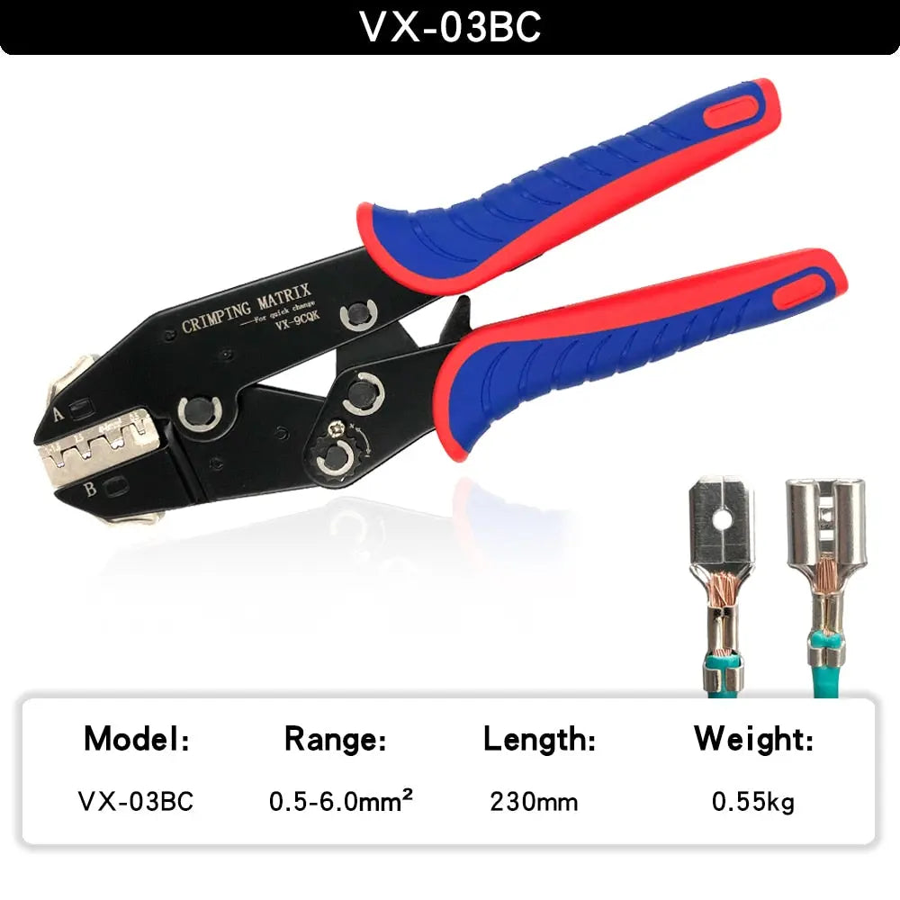 Crimping Pliers Quick Replacement Jaw Set For 2.8 4.8 6.3 Plug/Tube/Insulation/Car Terminals Hand Multifunction Wire Clamp Tools VX03BC Hardware > Tools 71.99 EZYSELLA SHOP