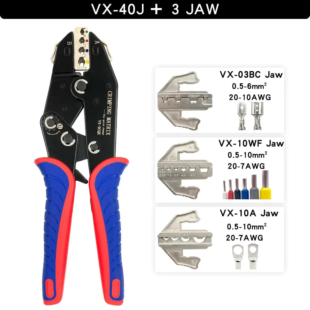 Crimping Pliers Quick Replacement Jaw Set For 2.8 4.8 6.3 Plug/Tube/Insulation/Car Terminals Hand Multifunction Wire Clamp Tools VX40J3JAW Hardware > Tools 109.99 EZYSELLA SHOP