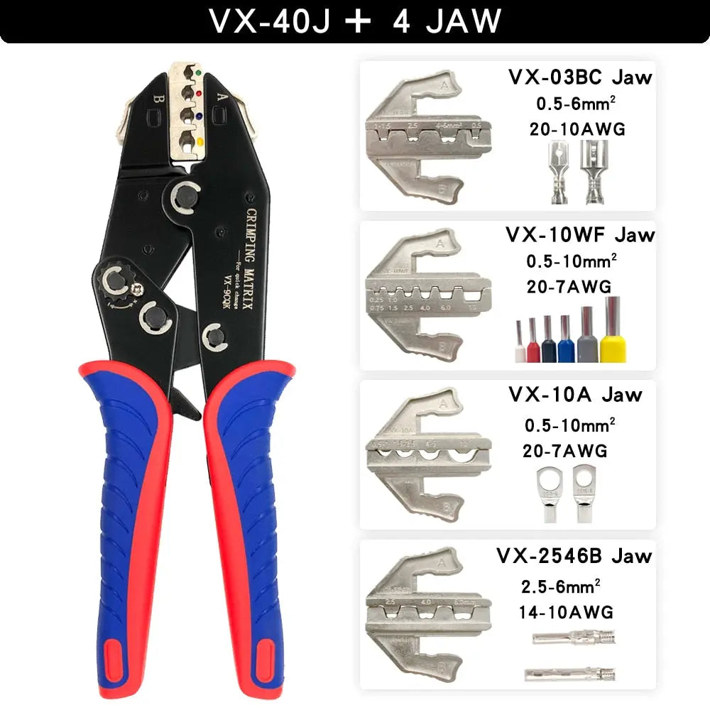 Crimping Pliers Quick Replacement Jaw Set For 2.8 4.8 6.3 Plug/Tube/Insulation/Car Terminals Hand Multifunction Wire Clamp Tools VX40J4JAW Hardware > Tools 121.99 EZYSELLA SHOP