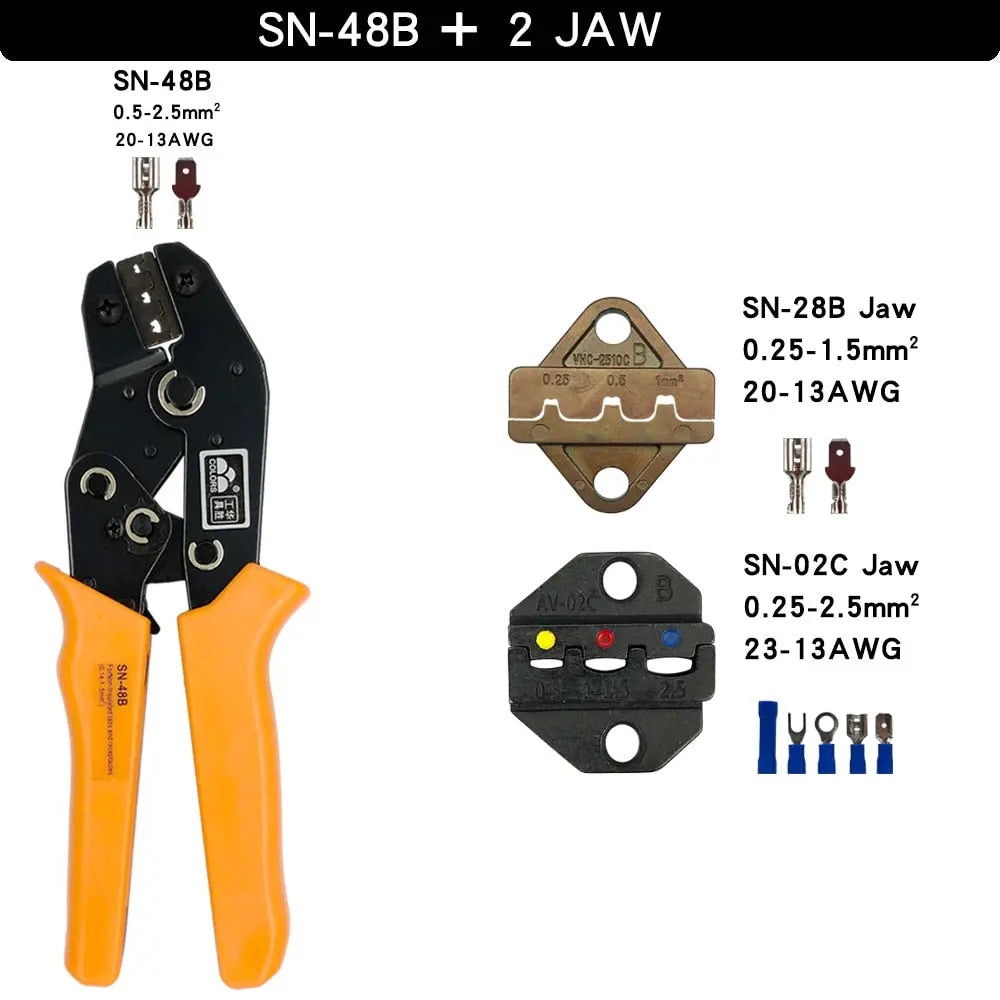 Crimping Pliers Set SN-48B Hand Tools 8 Jaw For 2.8 4.8 6.3 /Tube/Insulation/DuPont Terminals Electrical Mini Clamp Tools SN48BPliers2JAW Hardware > Tools 72.99 EZYSELLA SHOP