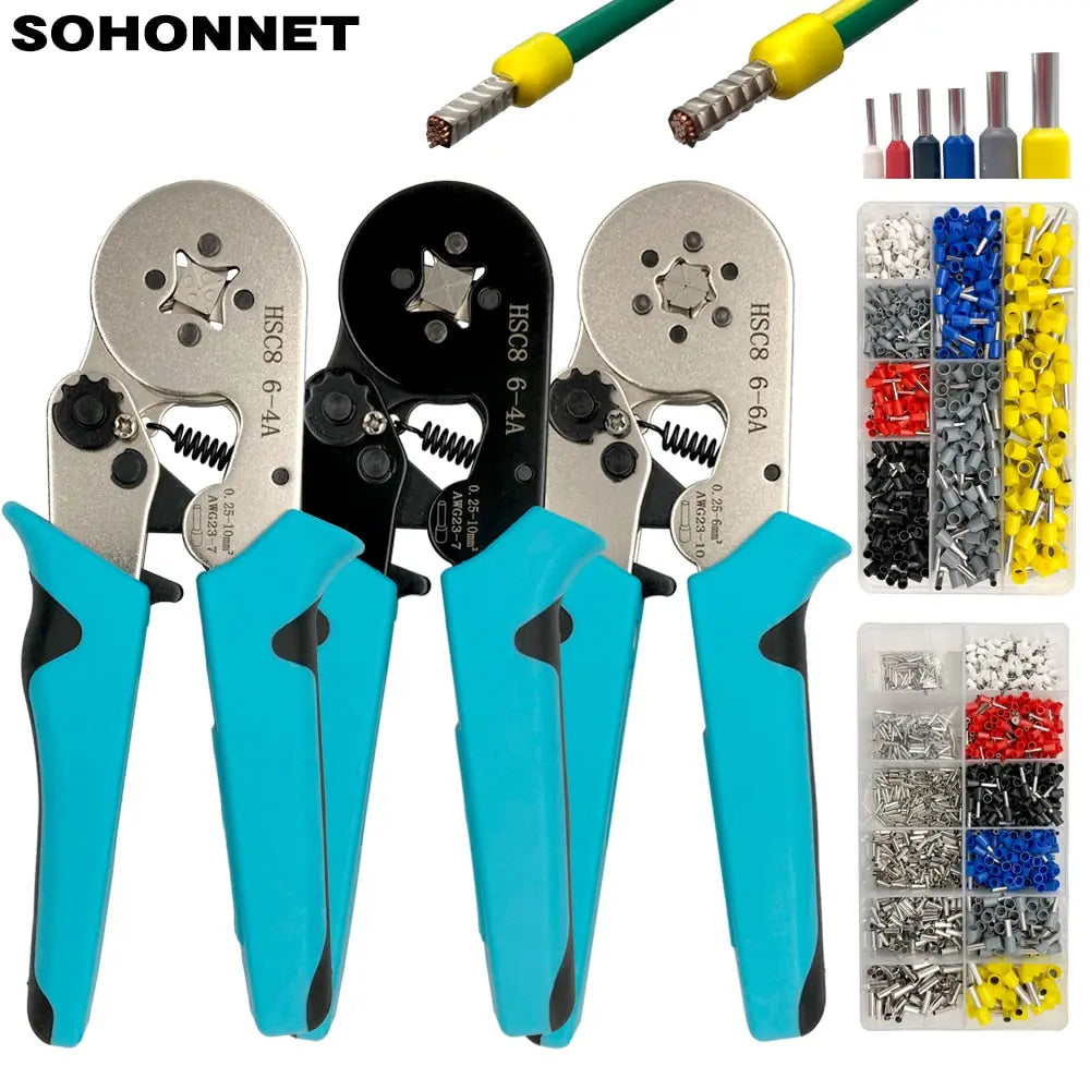 Crimping Pliers Tubular Terminal Hand Tools HSC8 6 - 4A 0.25 - 10mm2 6 - 6A 0.25 - 6mm2 Electrical Mini Wire Ferrule Clamp Kit  Hardware > Power & Electrical Supplies > Wire Terminals & Connectors 55.99 EZYSELLA SHOP