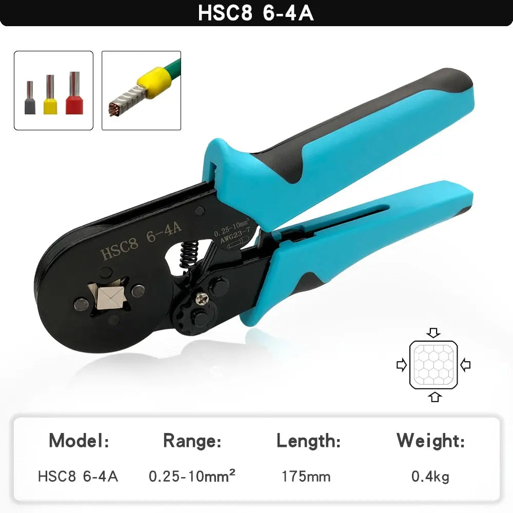 Crimping Pliers Tubular Terminal Hand Tools HSC8 6 - 4A 0.25 - 10mm2 6 - 6A 0.25 - 6mm2 Electrical Mini Wire Ferrule Clamp Kit HSC86-4AHChina Hardware > Power & Electrical Supplies > Wire Terminals & Connectors 55.99 EZYSELLA SHOP