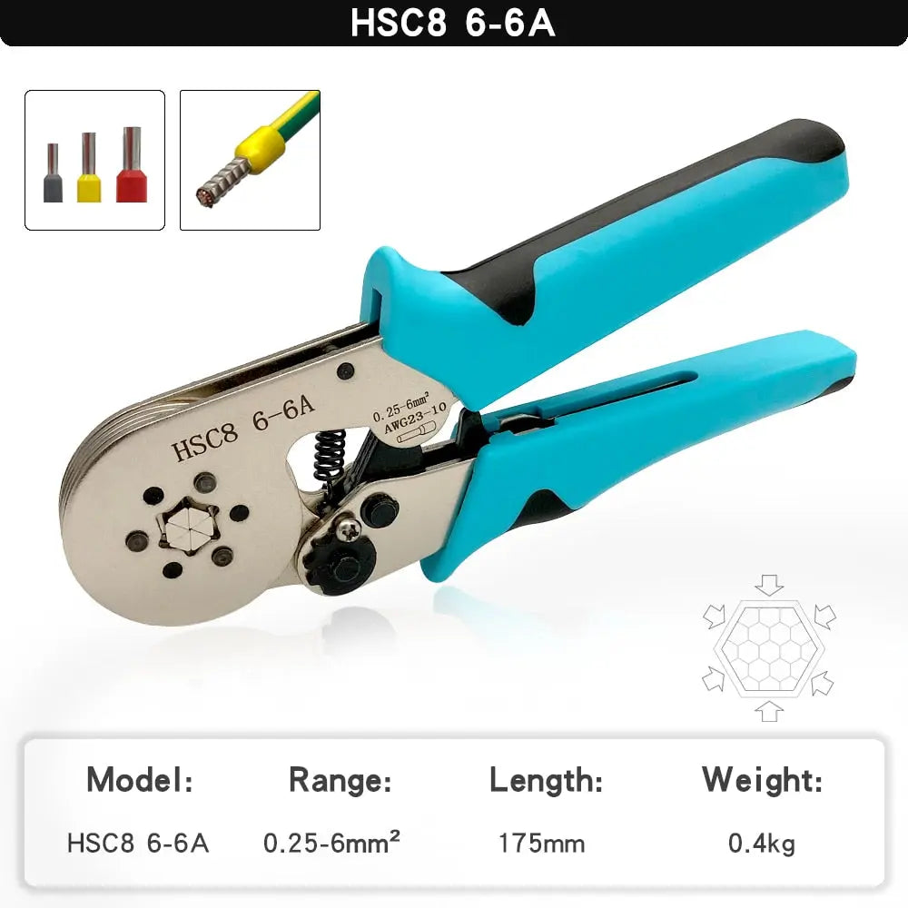 Crimping Pliers Tubular Terminal Hand Tools HSC8 6 - 4A 0.25 - 10mm2 6 - 6A 0.25 - 6mm2 Electrical Mini Wire Ferrule Clamp Kit HSC86-6ABChina Hardware > Power & Electrical Supplies > Wire Terminals & Connectors 62.99 EZYSELLA SHOP
