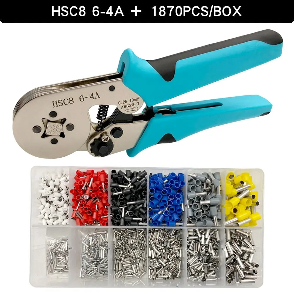 Crimping Pliers Tubular Terminal Hand Tools HSC8 6 - 4A 0.25 - 10mm2 6 - 6A 0.25 - 6mm2 Electrical Mini Wire Ferrule Clamp Kit HSC86-4AB1870PCSChina Hardware > Power & Electrical Supplies > Wire Terminals & Connectors 74.99 EZYSELLA SHOP