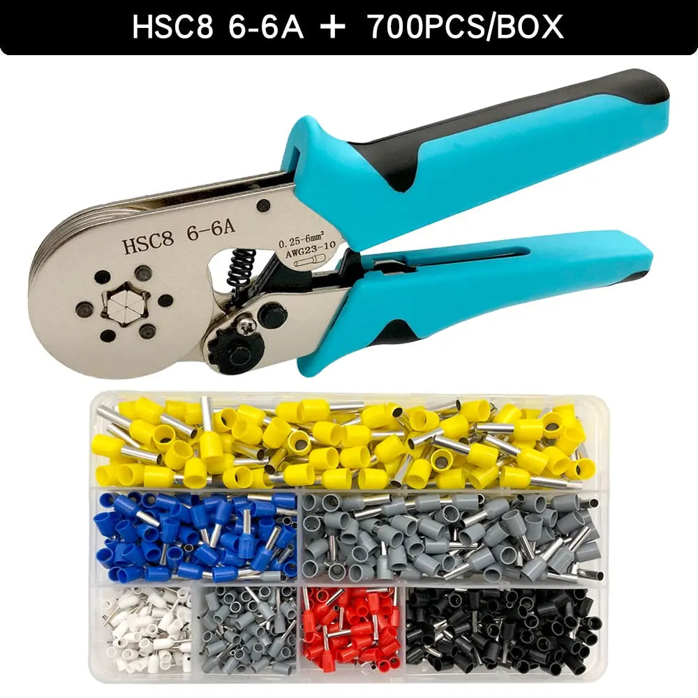 Crimping Pliers Tubular Terminal Hand Tools HSC8 6 - 4A 0.25 - 10mm2 6 - 6A 0.25 - 6mm2 Electrical Mini Wire Ferrule Clamp Kit HSC86-6AB700PCSChina Hardware > Power & Electrical Supplies > Wire Terminals & Connectors 67.99 EZYSELLA SHOP