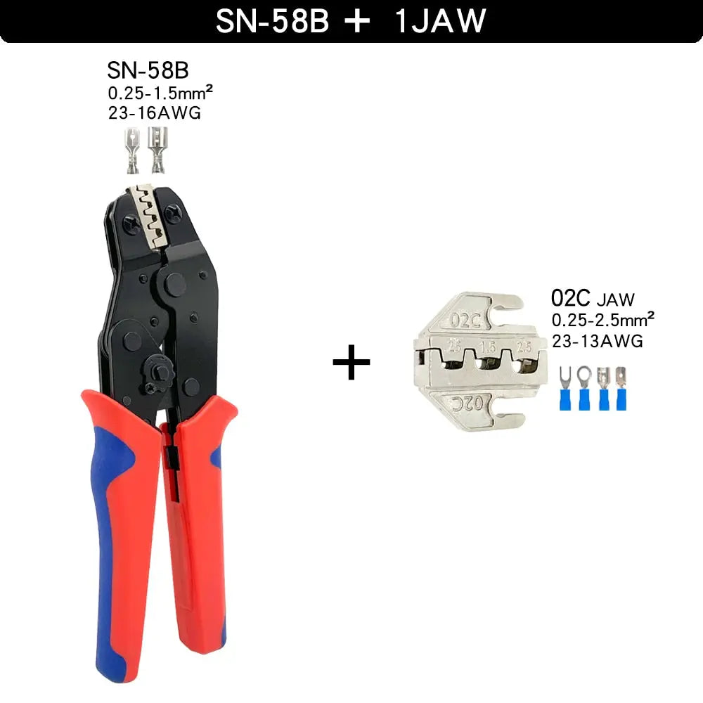 Crimping Tools SN-58B Pliers Interchangeable Jaw For XH2.54/DuPont2.54/2.8/4.8/6.3/ Non-Insulated/Ferrule Terminals Ratcheting SN58B1JAW Hardware > Power & Electrical Supplies > Wire Terminals & Connectors 65.99 EZYSELLA SHOP