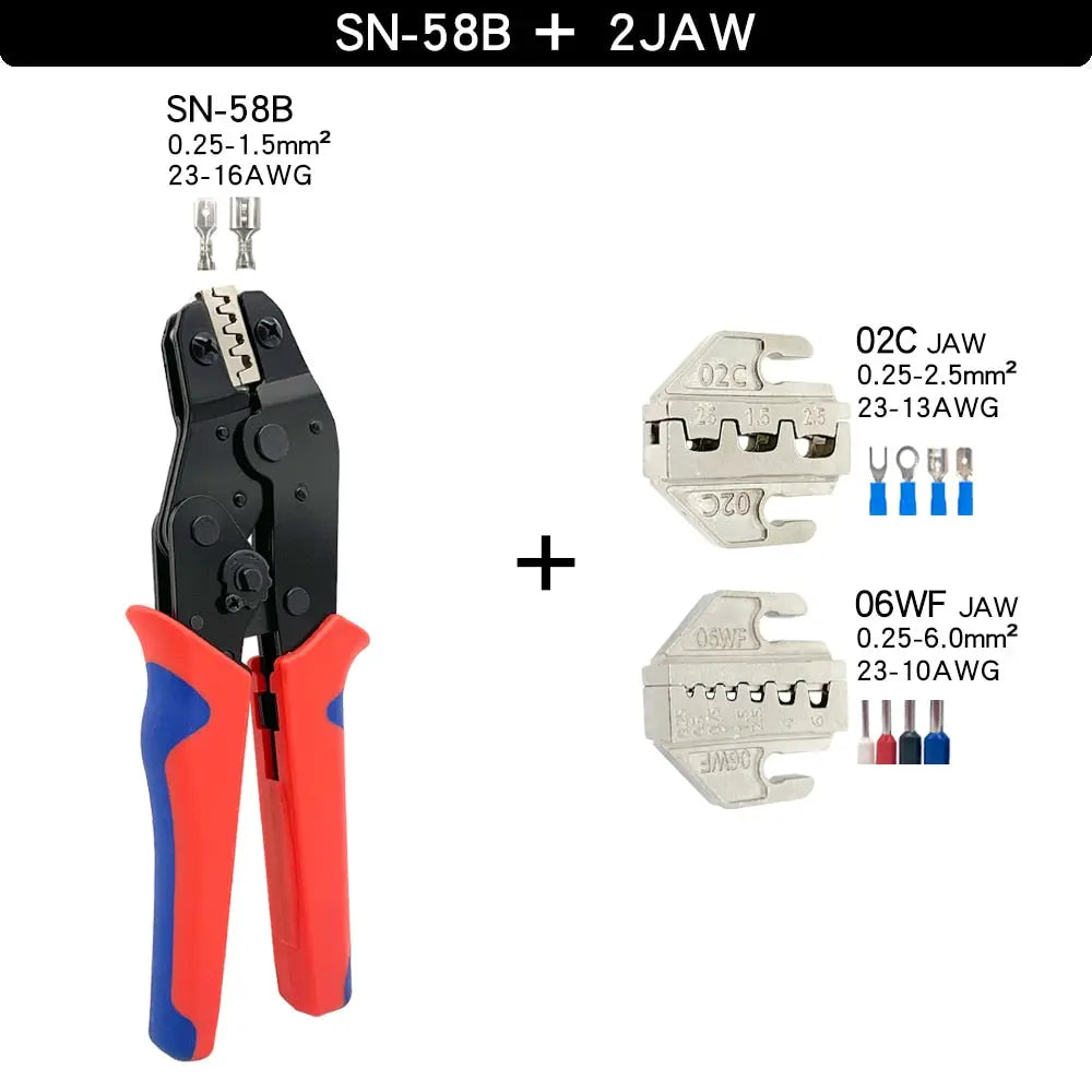 Crimping Tools SN-58B Pliers Interchangeable Jaw For XH2.54/DuPont2.54/2.8/4.8/6.3/ Non-Insulated/Ferrule Terminals Ratcheting SN58B2JAW Hardware > Power & Electrical Supplies > Wire Terminals & Connectors 60.99 EZYSELLA SHOP