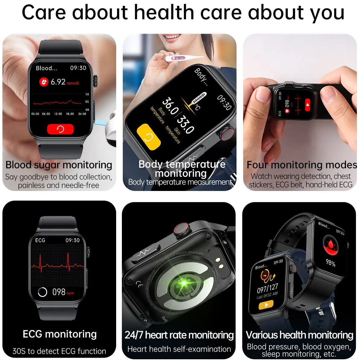 ECG+PPG Smart Watch Men Laser Treatment Of Hypertension  Apparel & Accessories > Jewelry > Watches 237.00 EZYSELLA SHOP