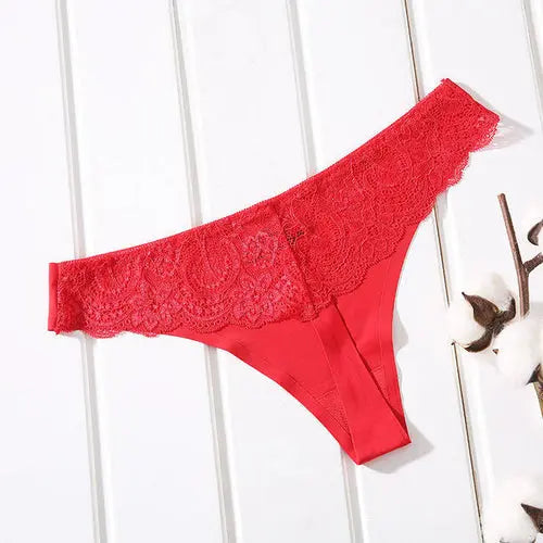 Female Ice Silk Thongs Underwear For Woman Sexy Lace Seamless XXLRed1pc Lingerie & Underwear 37.44 EZYSELLA SHOP
