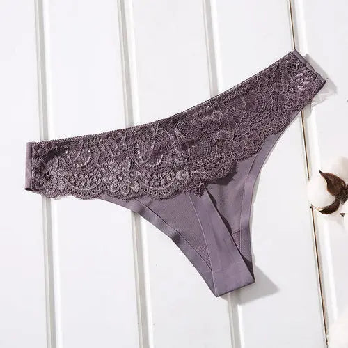 Female Ice Silk Thongs Underwear For Woman Sexy Lace Seamless XXLDarkGrey1pc Lingerie & Underwear 37.44 EZYSELLA SHOP