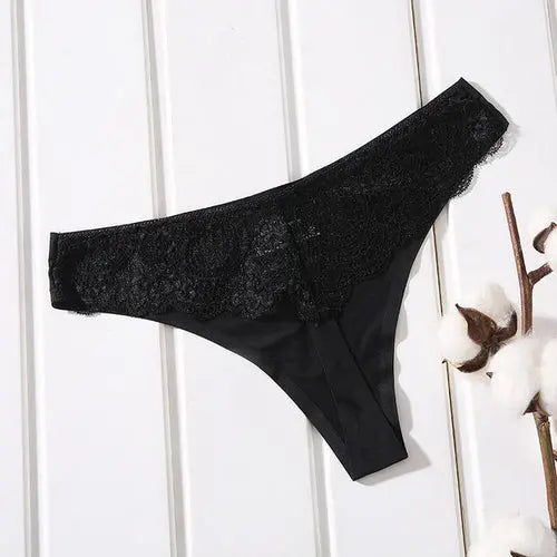 Female Ice Silk Thongs Underwear For Woman Sexy Lace Seamless XXLBlack1pc Lingerie & Underwear 37.44 EZYSELLA SHOP