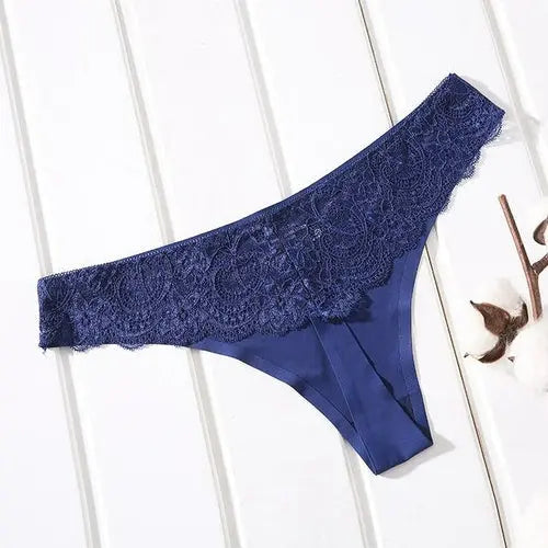 Female Ice Silk Thongs Underwear For Woman Sexy Lace Seamless XXLBlue1pc Lingerie & Underwear 37.44 EZYSELLA SHOP