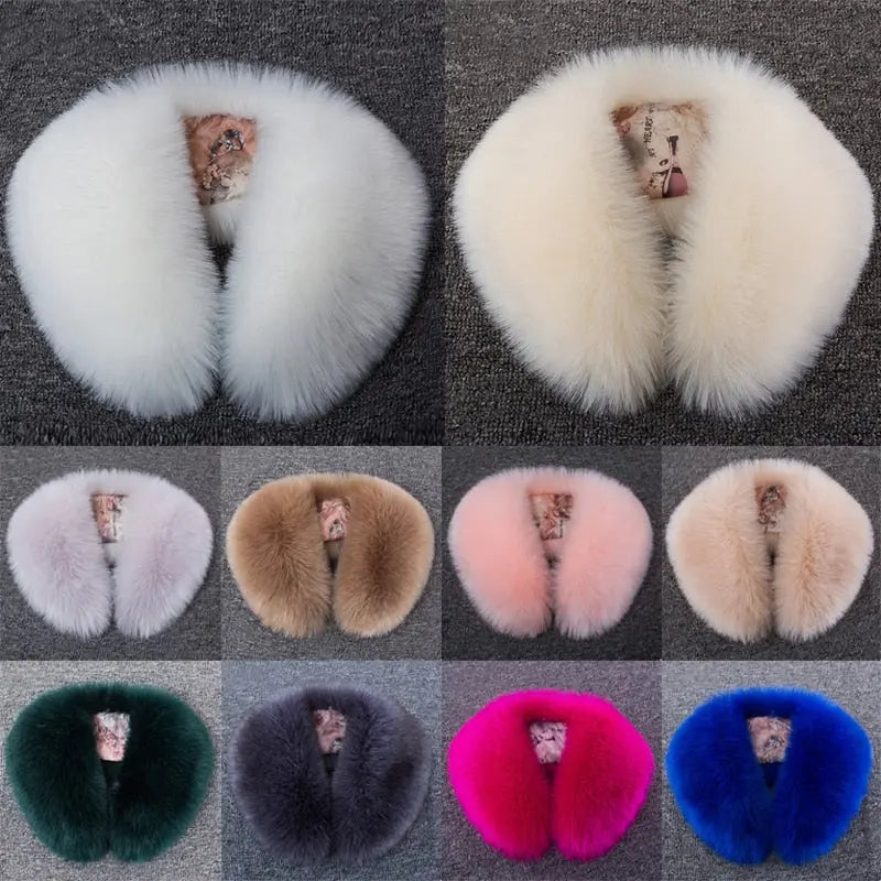 Fox Fur Collar Winter Faux Fur Scarf Jacket Coat Hat Decor Shawl  Apparel & Accessories > Clothing Accessories > Scarves & Shawls 49.25 EZYSELLA SHOP