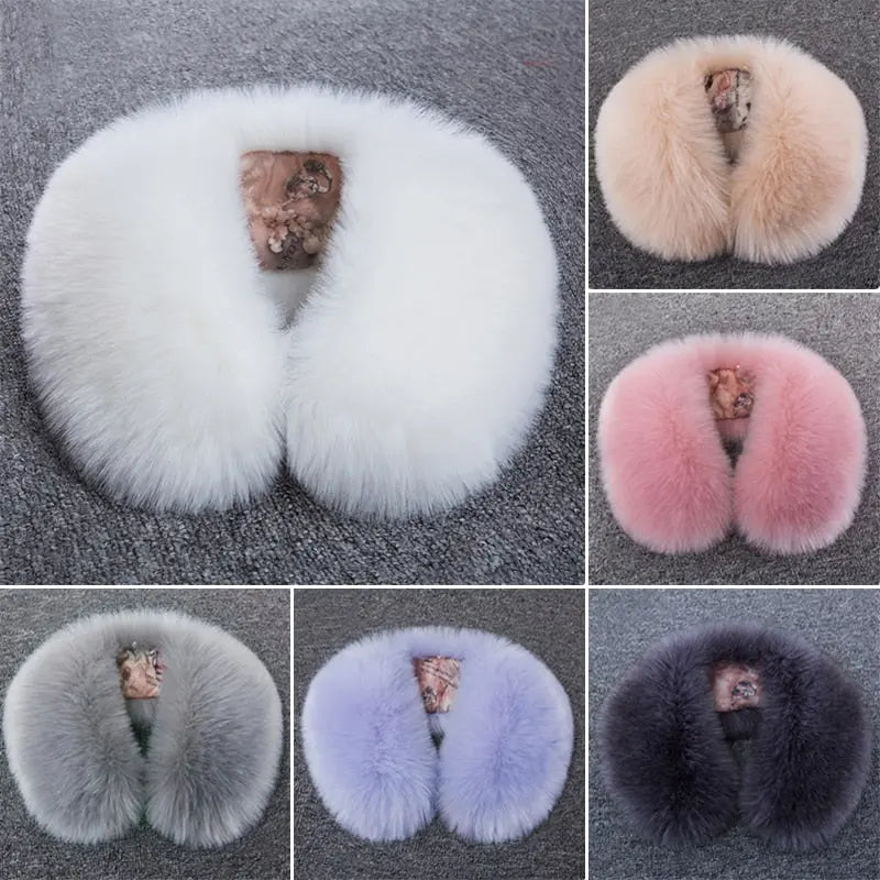Fox Fur Collar Winter Faux Fur Scarf Jacket Coat Hat Decor Shawl  Apparel & Accessories > Clothing Accessories > Scarves & Shawls 49.25 EZYSELLA SHOP