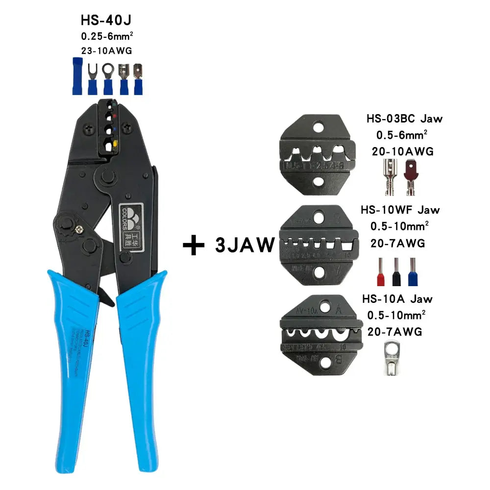 HS-40J Crimping Pliers Hand Tools Coaxial Cable Electrical Insulated Terminals Kit Multifunctional Switchable Alloy Jaw Set HS40JB3JAW Hardware > Power & Electrical Supplies > Wire Terminals & Connectors 78.34 EZYSELLA SHOP