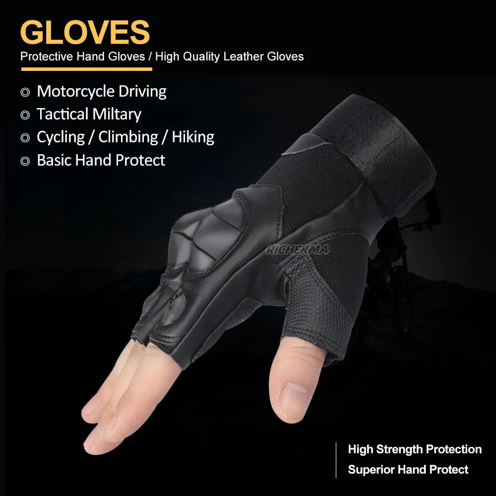 Hard Knuckles Motorcycle Fingerless Gloves Leather Protective Gear  Apparel & Accessories > Clothing Accessories > Gloves & Mittens 70.99 EZYSELLA SHOP