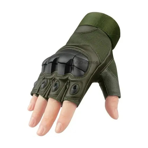 Hard Knuckles Motorcycle Fingerless Gloves Leather Protective Gear XLArmyGreen Apparel & Accessories > Clothing Accessories > Gloves & Mittens 70.99 EZYSELLA SHOP