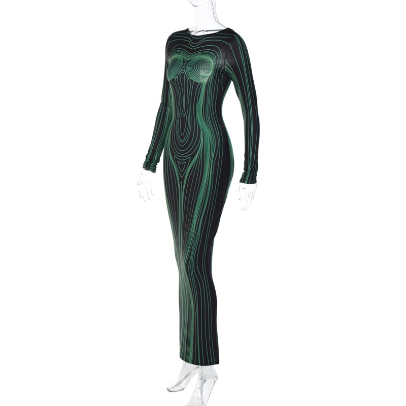 Hawthaw Women Fashion Long Sleeve Bodycon Streetwear Party Club Green Long Dress 2022 Fall Clothing Wholesale Items For Business  Apparel & Accessories > Clothing > Dresses 62.99 EZYSELLA SHOP