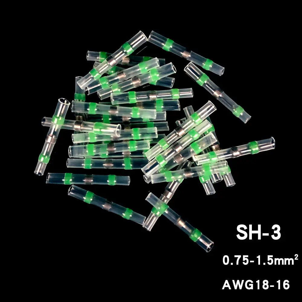 Heat Shrink Wire Connectors Solder Seal Terminal Connectors 10/30/50PCS Electrical Waterproof Insulated Butt Splices GreenSH-350PCSChina Hardware > Power & Electrical Supplies > Wire Terminals & Connectors 21.99 EZYSELLA SHOP