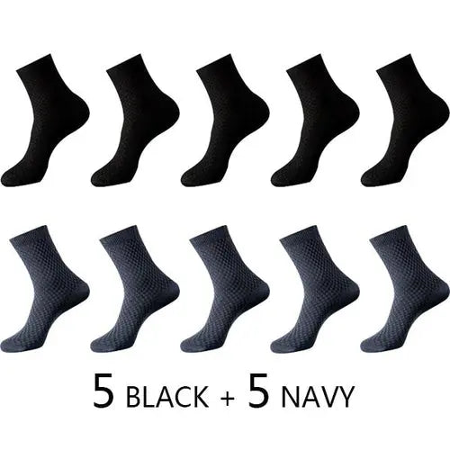 High Quality 10 Pairs/lot Men Bamboo Fiber Socks Men Breathable 5black5navy Socks 63.92 EZYSELLA SHOP