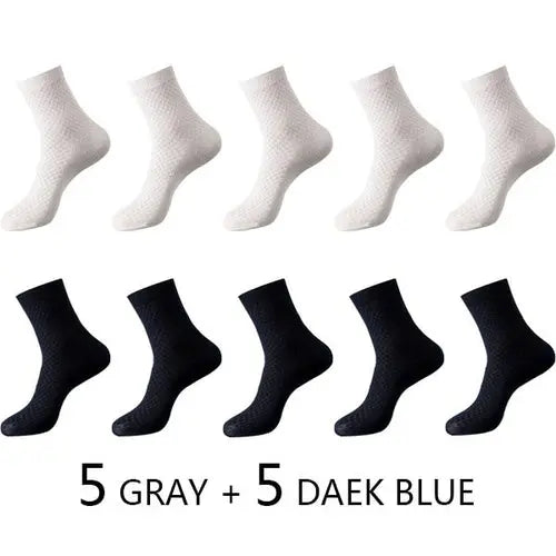 High Quality 10 Pairs/lot Men Bamboo Fiber Socks Men Breathable 5gray5darkblue Socks 63.92 EZYSELLA SHOP