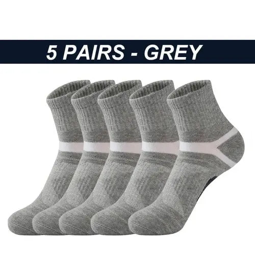 High Quality 5 Pairs /lot Men's Cotton Socks Black Sports Socks Casual 48-50Gray Socks 77.42 EZYSELLA SHOP