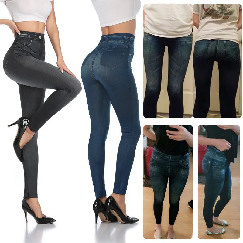 High Waist Faux Denim Print Leggings Women Sexy Skinny Pencil Pants  Apparel & Accessories > Clothing > Pants 36.99 EZYSELLA SHOP