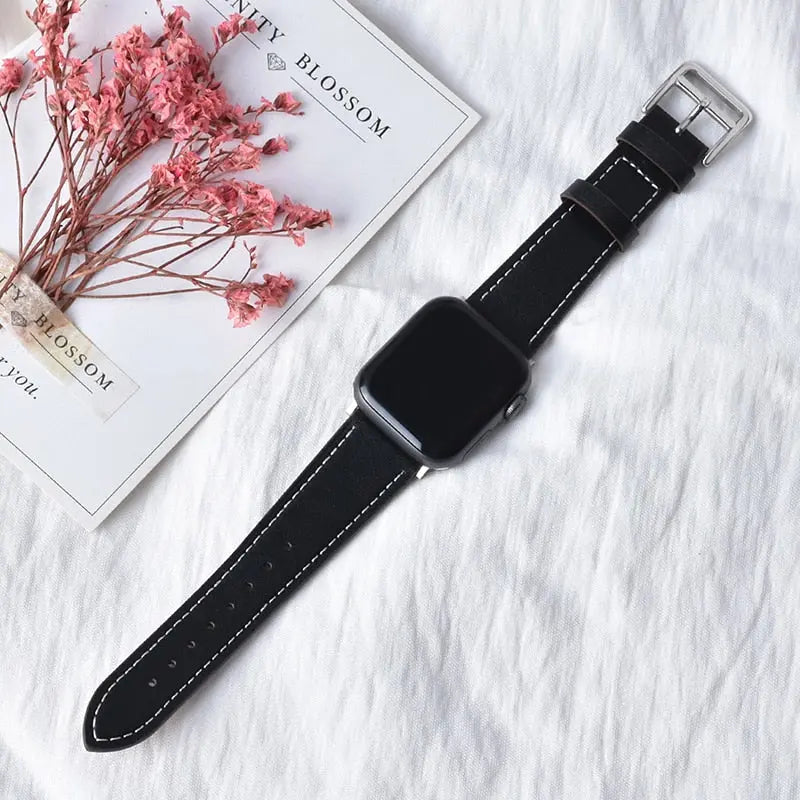 High quality Leather loop Band for iWatch 40mm 44mm Sports Strap Tour band for Apple watch 42mm 38mm Series 2 3 4 5 6 SE Blackfor42mmand44mm  30.99 EZYSELLA SHOP