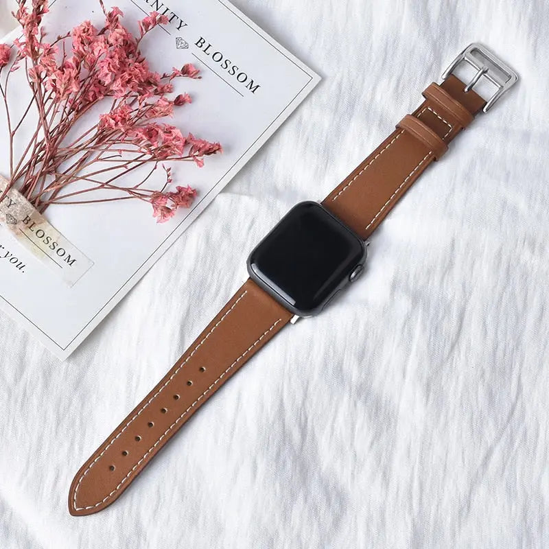 High quality Leather loop Band for iWatch 40mm 44mm Sports Strap Tour band for Apple watch 42mm 38mm Series 2 3 4 5 6 SE Brownfor42mmand44mm  30.99 EZYSELLA SHOP