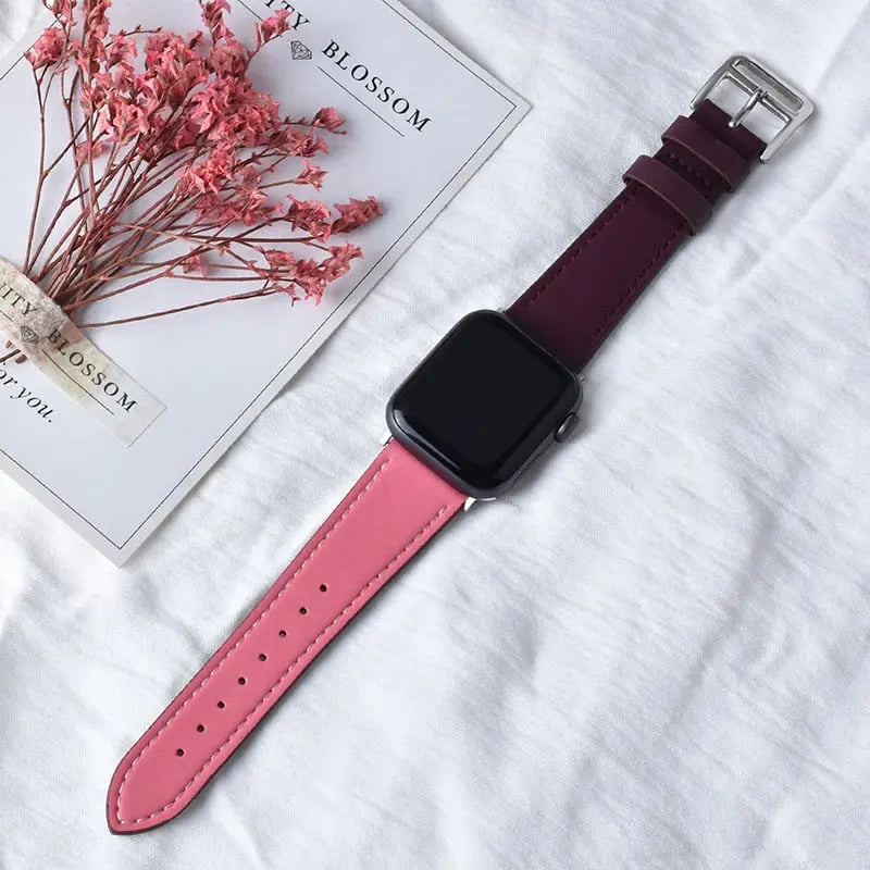 High quality Leather loop Band for iWatch 40mm 44mm Sports Strap Tour band for Apple watch 42mm 38mm Series 2 3 4 5 6 SE WineRedRosefor42mmand44mm  30.99 EZYSELLA SHOP