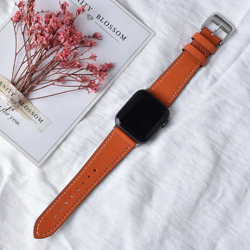 High quality Leather loop Band for iWatch 40mm 44mm Sports Strap Tour band for Apple watch 42mm 38mm Series 2 3 4 5 6 SE Orangefor42mmand44mm  30.99 EZYSELLA SHOP
