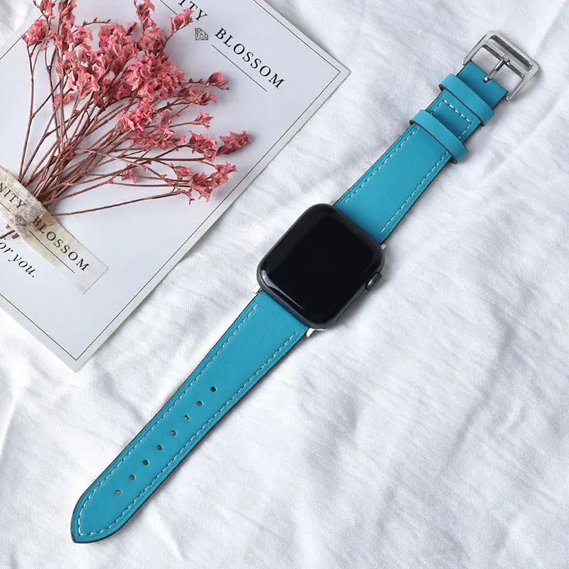High quality Leather loop Band for iWatch 40mm 44mm Sports Strap Tour band for Apple watch 42mm 38mm Series 2 3 4 5 6 SE Bluefor42mmand44mm  30.99 EZYSELLA SHOP
