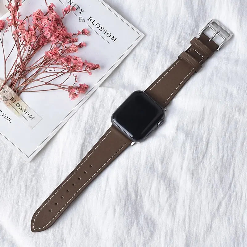 High quality Leather loop Band for iWatch 40mm 44mm Sports Strap Tour band for Apple watch 42mm 38mm Series 2 3 4 5 6 SE Coffeefor42mmand44mm  30.99 EZYSELLA SHOP
