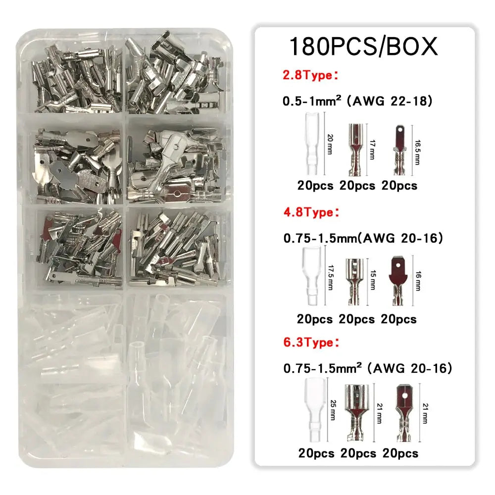 Insulated Male Female Wire Connector 2.8/4.8/6.3mm 600Pcs/Box Electrical Crimp Terminals Spade Connectors Assorted Kit 180PCSBOX Hardware > Power & Electrical Supplies > Wire Terminals & Connectors 41.99 EZYSELLA SHOP