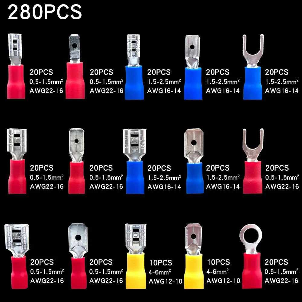 Insulated Terminals Cable Lugs Assortment Kit 280/450/1200PCS BOX Wire Flat Female and Male Electric Wire Connectors Set  Hardware > Tools 108.99 EZYSELLA SHOP