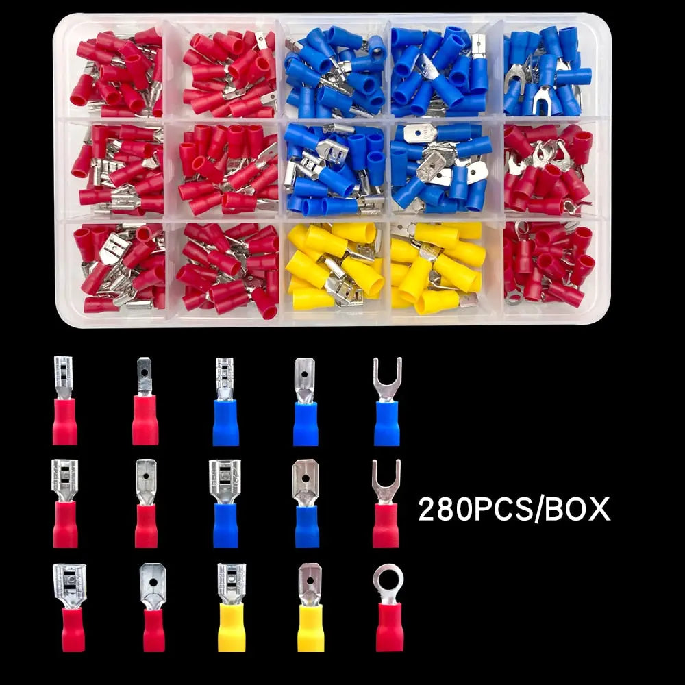 Insulated Terminals Cable Lugs Assortment Kit 280/450/1200PCS BOX Wire Flat Female and Male Electric Wire Connectors Set 280PCSH Hardware > Tools 49.99 EZYSELLA SHOP