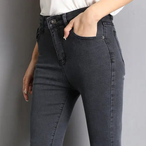 Jeans For Women Mom Jeans Blue Gray Black Woman High Elastic Stretch 40Gray Apparel & Accessories > Clothing > Pants 112.64 EZYSELLA SHOP