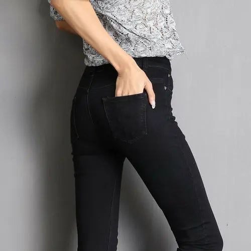 Jeans For Women Mom Jeans Blue Gray Black Woman High Elastic Stretch 40Black Apparel & Accessories > Clothing > Pants 112.64 EZYSELLA SHOP