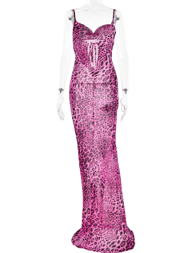 Julissa Mo Leopard Print V-Neck Sexy Bodycon Long Dress Women Lace Up Backless Summer Dresses Female Straps Party Beach Vestidos purpleXL  65.99 EZYSELLA SHOP