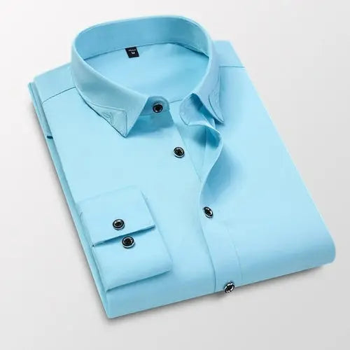 Men's Business Casual Long Sleeve White Shirt Fashion XXXLLightBlue Apparel & Accessories > Clothing > Shirts & Tops 44.99 EZYSELLA SHOP
