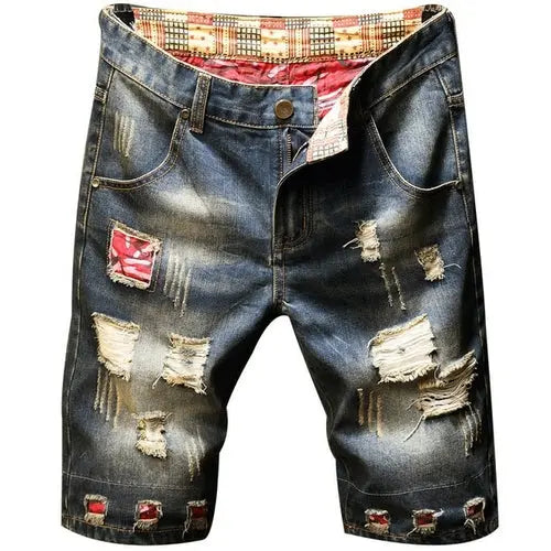 Men's Jeans Ripped Shorts Summer New Fashion Casual Vintage Slim 40DarkBlue Apparel & Accessories > Clothing > Shorts 76.23 EZYSELLA SHOP