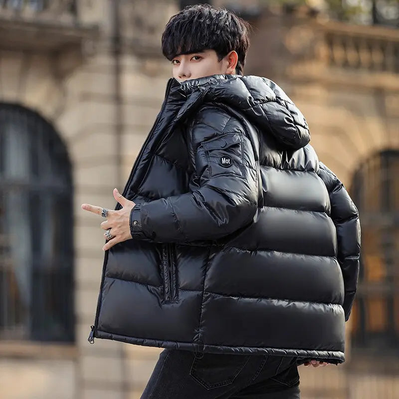 Men's Short Hooded Down Jacket Fashion Casual White Duck Down  Apparel & Accessories > Clothing > Outerwear > Coats & Jackets 149.31 EZYSELLA SHOP
